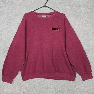 Nike Womens Sweatshirt XL Pink Embroidered‎ Logo Pullover USA 90s Y2K Grunge